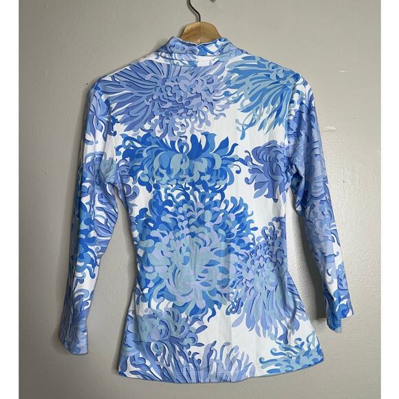 J.McLaughlin Catalina Cloth Wrap Top Blue White Floral Print Size Small - Picture 5 of 5